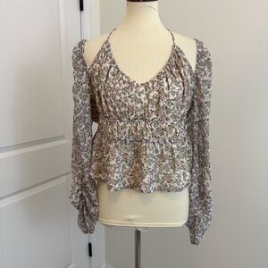 NWT ASTR The Label Top Womens XL Blouse Ruffle‎ Cottagecore Milkmaid Floral